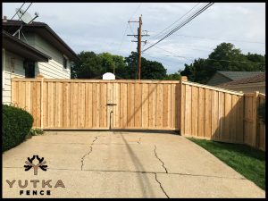 Kenosha Back Yard Fencing Board on Batton with Trim Boards 300x225